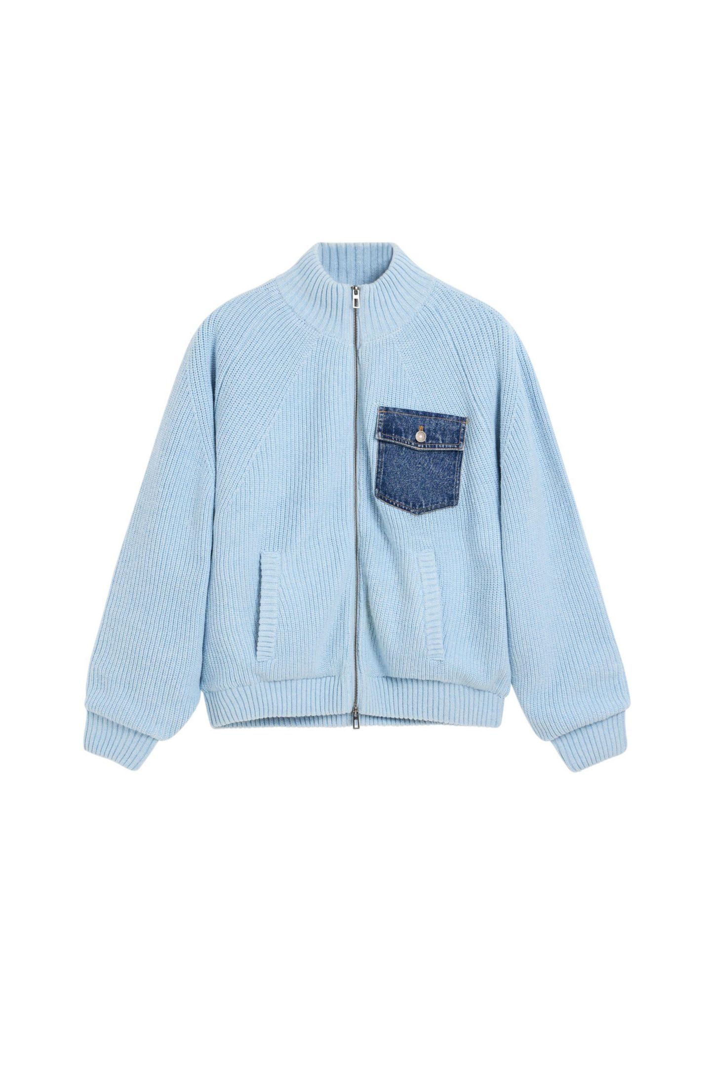 Мужской свитер Desigual Double zipper knit, цвет: Светлый синий — фото 6