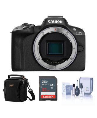 EOS R50 Mirrorless Camera, Bundle with 32GB SD Card, Shoulder Bag, Cleaning Kit