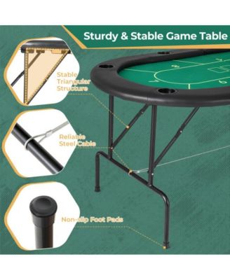 Foldable Poker Table with 8 Cup Holders