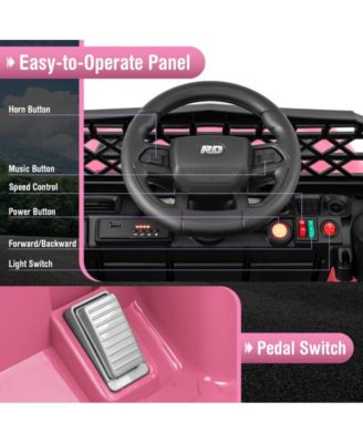 Kids 12V Electric Ride On Truck with Remote Control LED Lights and Music for Ages 3 and Up