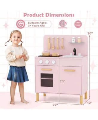 Kids Kitchen Playset with Cooking Accessories and Storage