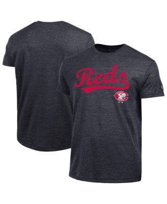 Men's Black Cincinnati Reds Cooperstown Wordmark Lockup Tri-Blend T-Shirt