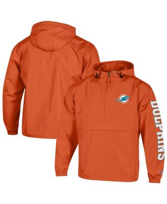 Men's Orange Miami Dolphins Packable Windbreaker Half-Zip Jacket