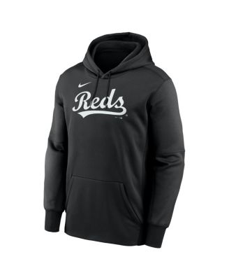 Men's Black Cincinnati Reds Primary Wordmark Therma Hoodie