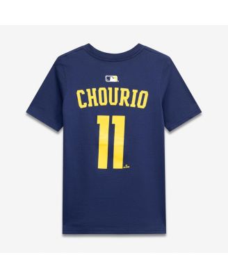 Big Boys and Girls Jackson Chourio Navy Milwaukee Brewers Name & Number T-Shirt