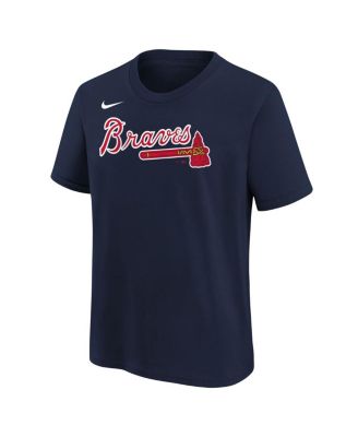 Big Boys and Girls Athletic Navy Atlanta Braves Wordmark T-Shirt