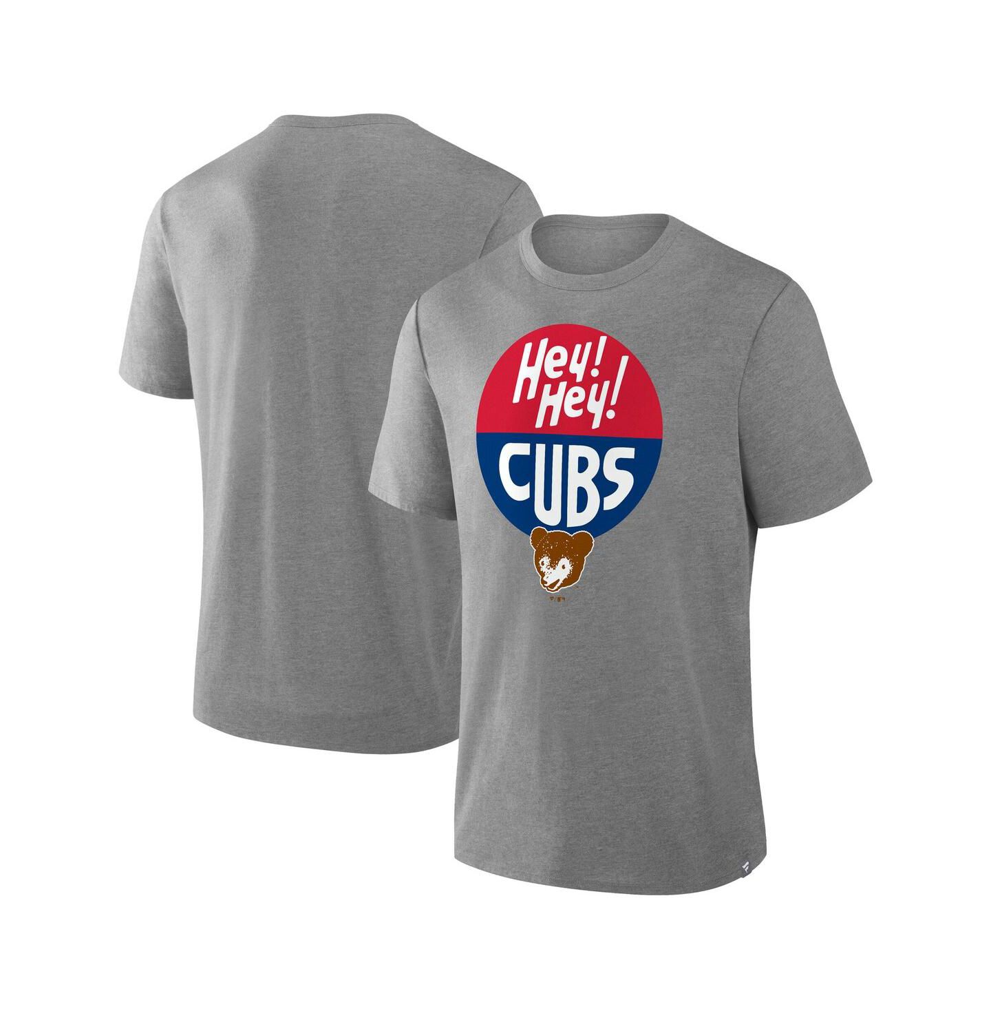 Мужская футболка Fanatics Heather Gray Chicago Cubs Tribute Iykyk Tri-Blend — фото 1