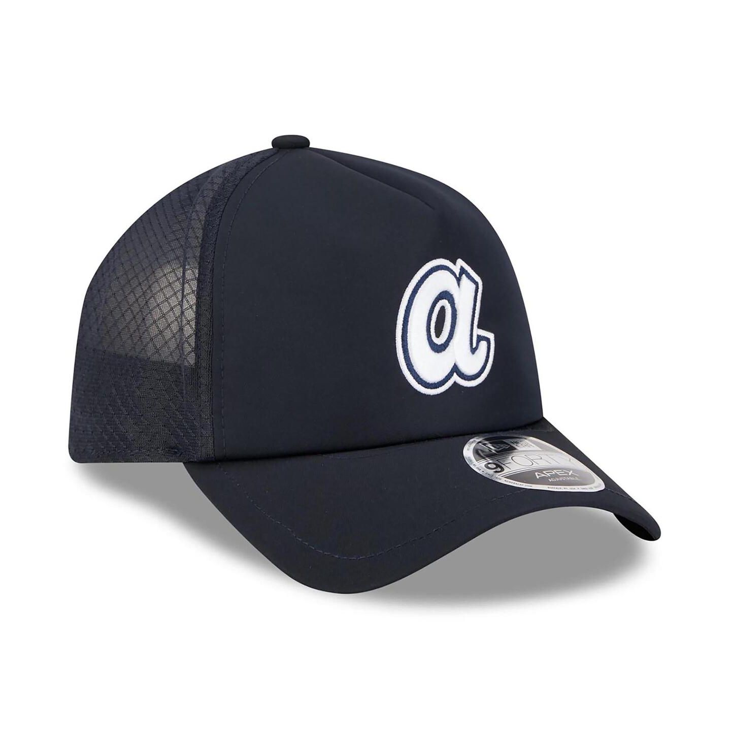 Мужская кепка New Era Navy Atlanta Braves 2026 Batting Practice Alternate Apex 9FORTY Adjustable Hat — фото 3