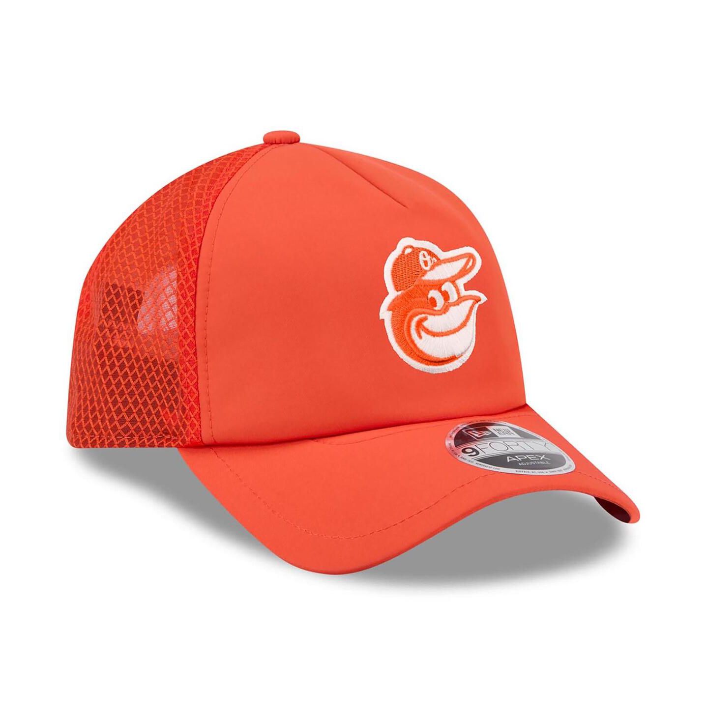 Мужская кепка New Era Orange Baltimore Orioles 2026 Batting Practice Apex 9FORTY Adjustable Trucker Hat — фото 3
