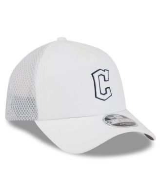 Men's White Cleveland Guardians 2026 Batting Practice Apex 9FORTY Adjustable Trucker Hat