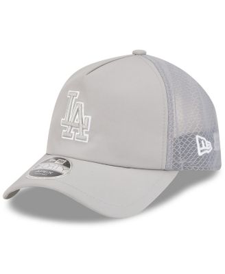Men's Gray Los Angeles Dodgers 2026 Batting Practice Apex 9FORTY Adjustable Trucker Hat