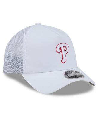 Men's White Philadelphia Phillies 2026 Batting Practice Apex 9FORTY Adjustable Trucker Hat