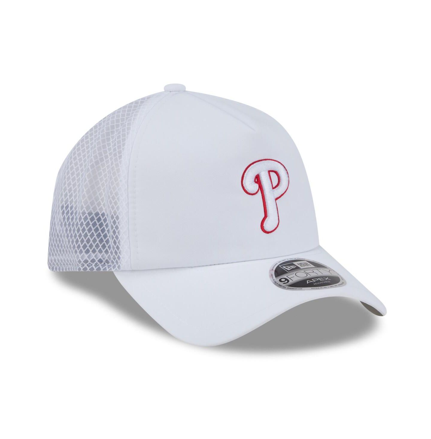 Мужская кепка New Era White Philadelphia Phillies 2026 Batting Practice Apex 9FORTY Adjustable Trucker Hat — фото 3