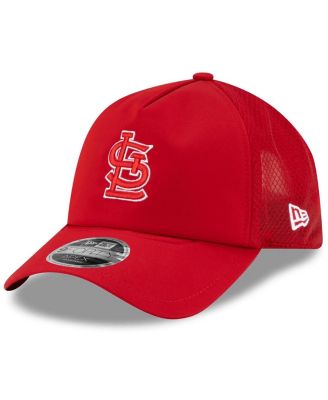 Men's Red St. Louis Cardinals 2026 Batting Practice Apex 9FORTY Adjustable Trucker Hat