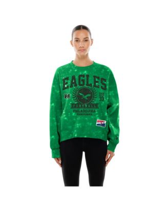 Women's Kelly Green Philadelphia Eagles Throwback Oversized Boxy Sweatshirt