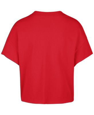 Women's Connor Bedard Red Chicago Blackhawks Elation Name & Number Oversized Notch Neck T-Shirt