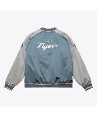 Men's Gray Detroit Tigers Thunderstorm Head Coach Lightweight Satin Full-Snap Jacket