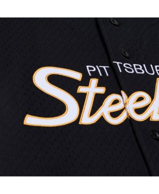 Men's Black Pittsburgh Steelers Head Coach Mesh Full-Button Fashion Jersey