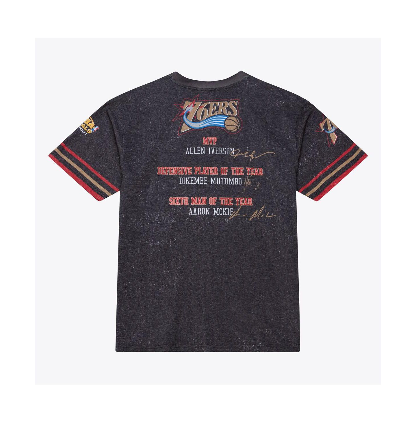 Мужская футболка Mitchell & Ness Black Philadelphia 76ers Hardwood Classics Originals Collection 2000-2001 Team Roster — фото 4