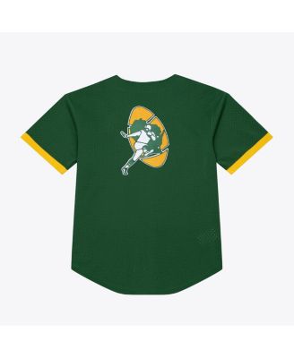 Men's Green Bay Packers Green Head Coach Mesh Full-Button Fashion Jersey