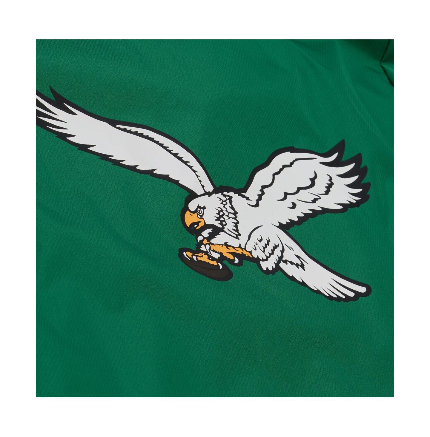 Мужская куртка Mitchell & Ness Kelly Green Philadelphia Eagles Coaches Full-Snap Hooded Windbreaker — фото 2