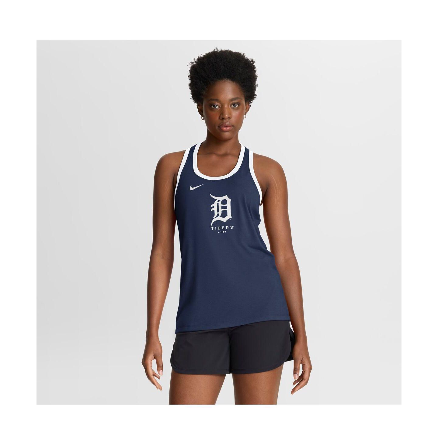 Женский топ Nike Navy Detroit Tigers Tri-Blend Dri-FIT Racerback — фото 1