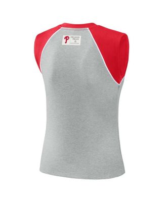 Women's Heather Gray Philadelphia Phillies Cropped Raglan Tank Top