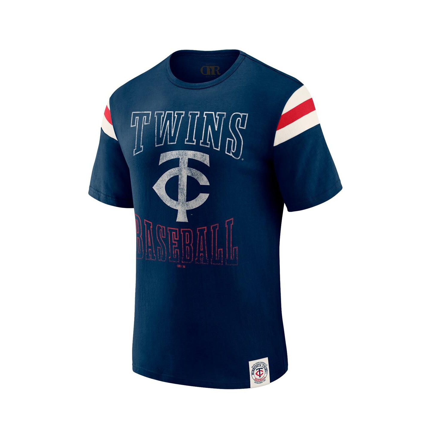 Мужская футболка Fanatics Darius Rucker Collection by Navy Minnesota Twins Distressed Sleeve Stripe — фото 4