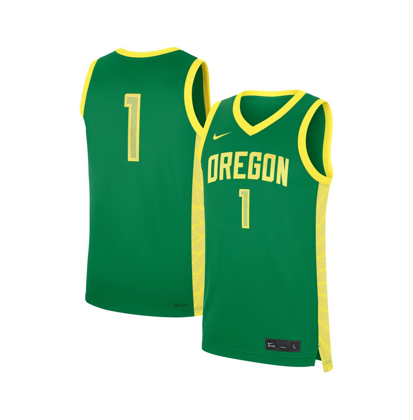 Мужской топ Nike Green Oregon Ducks 1 Road Replica Basketball Jersey — фото 1