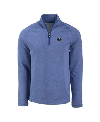 Men's Heather Royal New York Giants Peshastin Fleece Tri-Blend Raglan Quarter-Zip