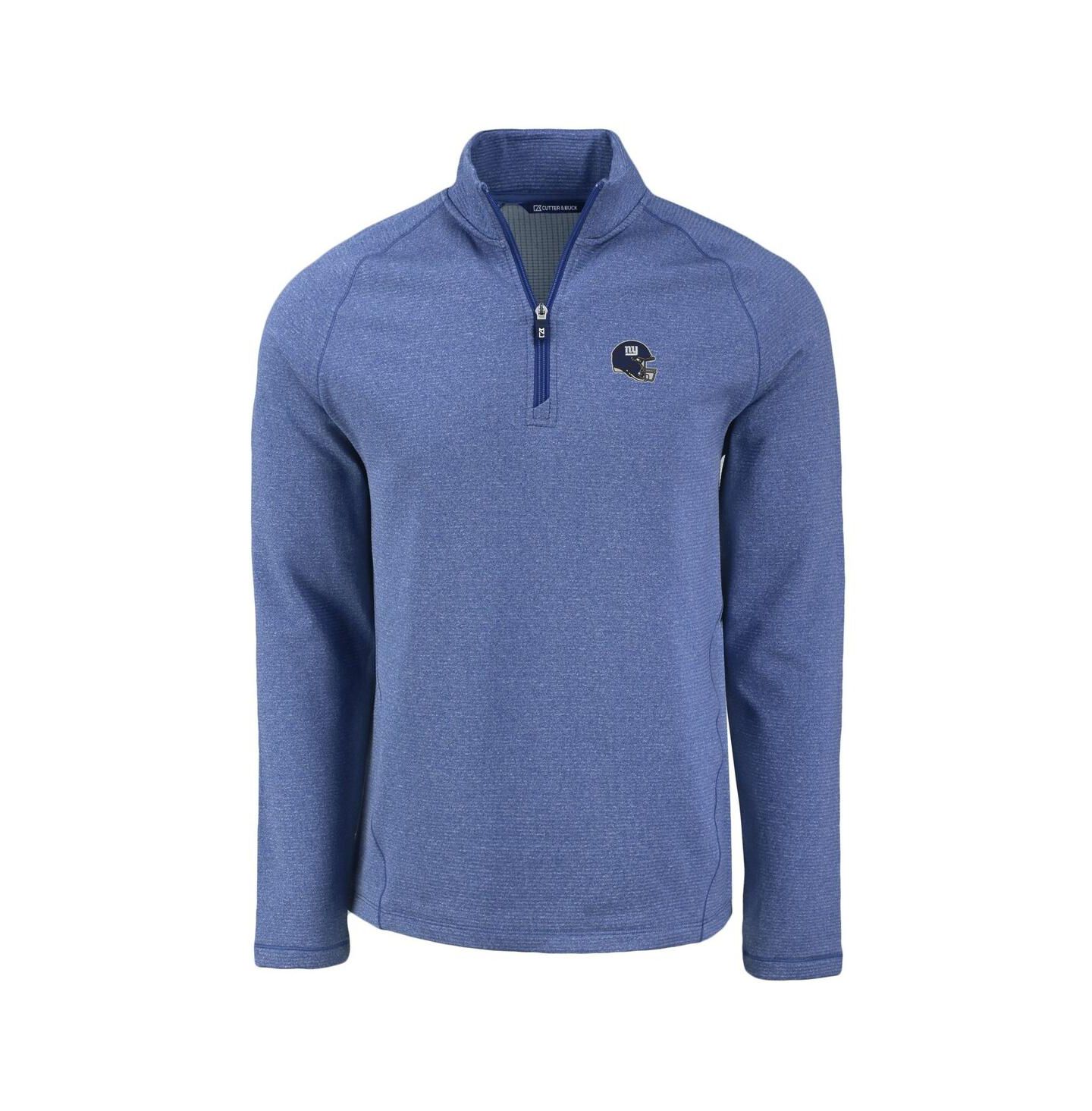 Мужская толстовка Cutter & Buck Heather Royal New York Giants Peshastin Fleece Tri-Blend Raglan Quarter-Zip — фото 3