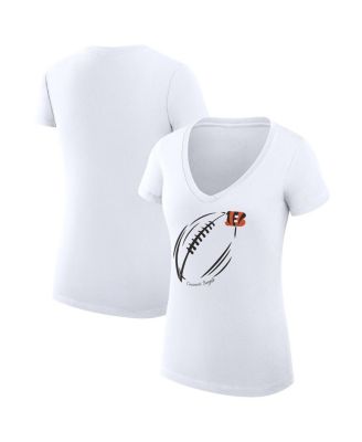 Women's White Cincinnati Bengals Super-Slim Fit Lightweight Subtle Football V-Neck T-Shirt