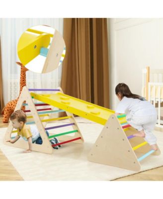 3 Piece Toddler Triangle Set Montessori with 2 Climbing Triangles and 1 Ramp