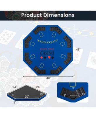 84 Inch 10 Player Folding Poker Table Top with Cup Holders and Casino Felt Surface