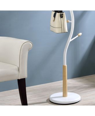 Metal Standing Coat Rack with 9 Hooks, Stable Round Base and Elegant Branch Design, Perfect for Coats and Hats for Entryway, Hallway