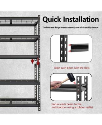 2-Piece 5-Tier Storage Shelves - Heavy-Duty Shelving Unit, Adjustable Steel Shelf for Garage, Warehouse, Basement, 2250 lb Capacity