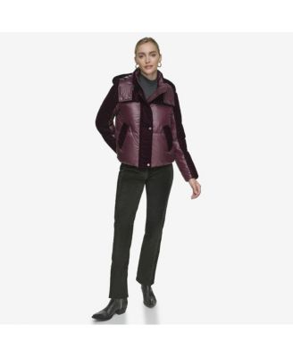 Vega Mixed Media Women's velvet and lacquer short down coat