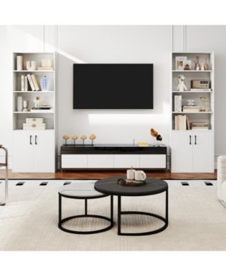 70 Inch Bookshelf 6-Tier with Storage Cabinet and Shelves