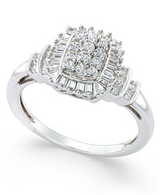 Diamond Square Cluster Promise Ring (1/2 ct. t.w.) in Sterling Silver