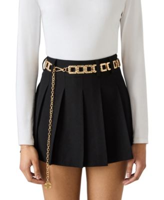 Gold-Tone Hammered Square Link Chain Belt