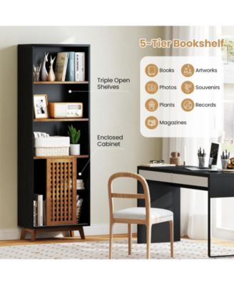 Tall 70" Bookcase 5-Tier with Adjustable Storage Shelf