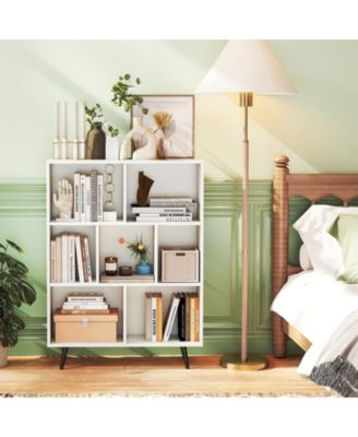 7-Cube Organizer Bookcase with Sturdy Metal Legs