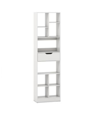 71 Inch Bookcase with Drawer and 10 Storage Compartments
