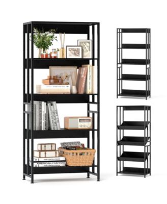 5-Level Bookcase with Adjustable Tilt Storage Shelves