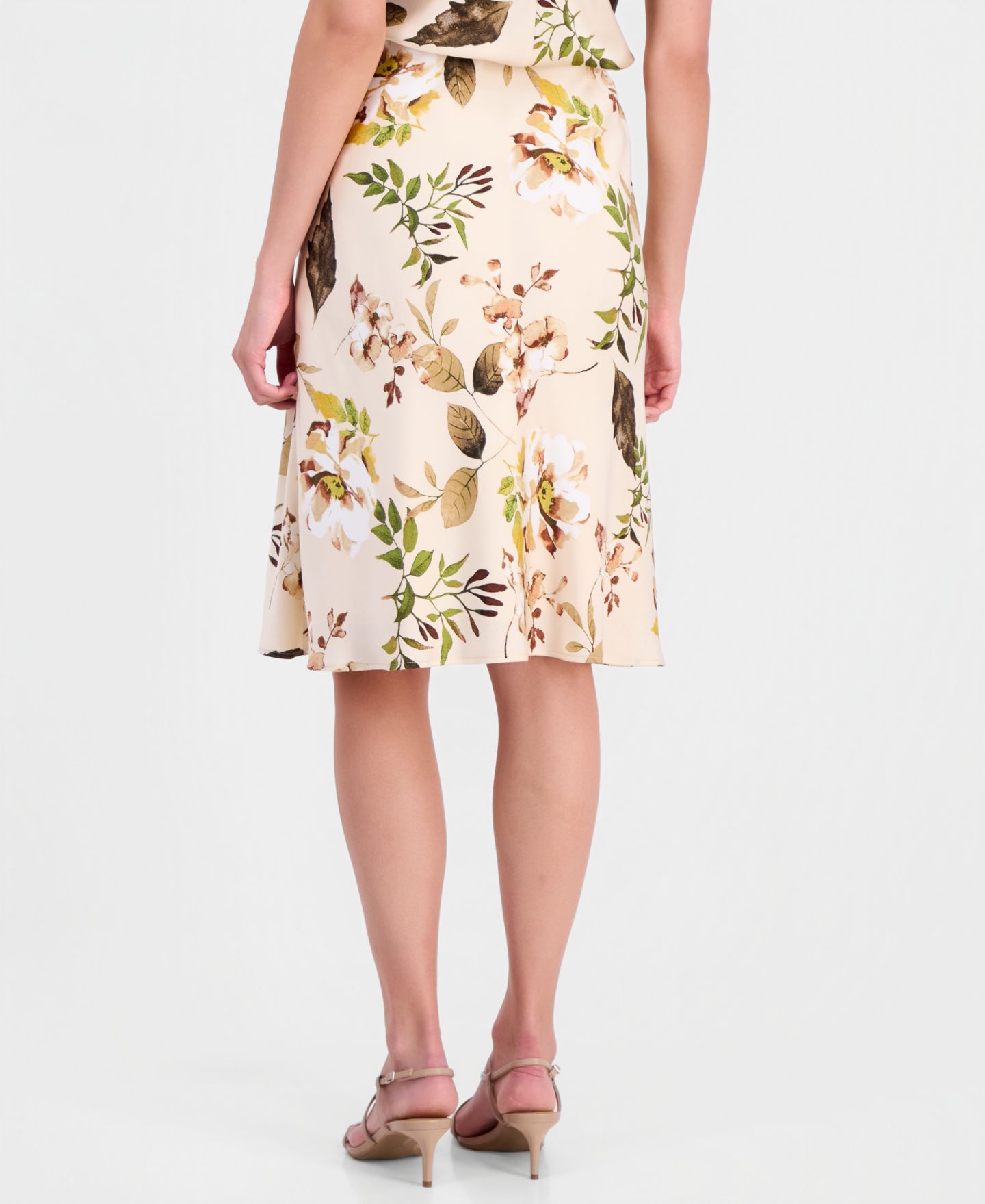 Женская юбка Tahari ASL Floral A-Line, цвет: Песочный с принтом — фото 4