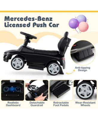 3 in 1 Mercedes Benz Licensed Push Ride On Car with Canopy Steering Wheel and Storage for Toddlers