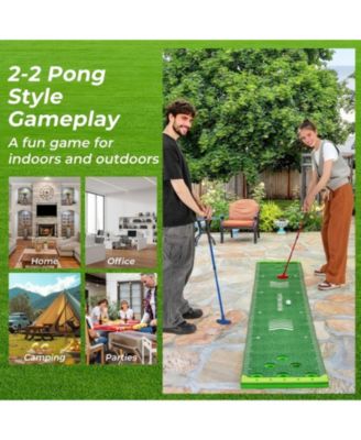 11 FT Putting Green Mat with 2 Adjustable Putters and 6 Balls