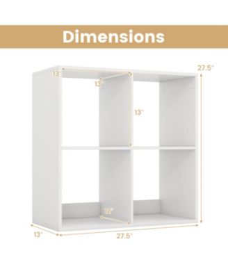 4 Cube Bookshelf with Back Guardrail for Living Room Bedroom
