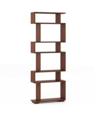 6-Tier Geometric Bookshelf with 2 Anti-Tipping Kits for Home Office