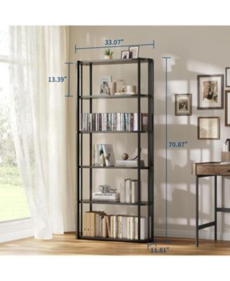 6-Tier Bookshelf, Bookcase Storage Organizer for Garage, CD, Movie, Industrial Freestanding Shelf for Home